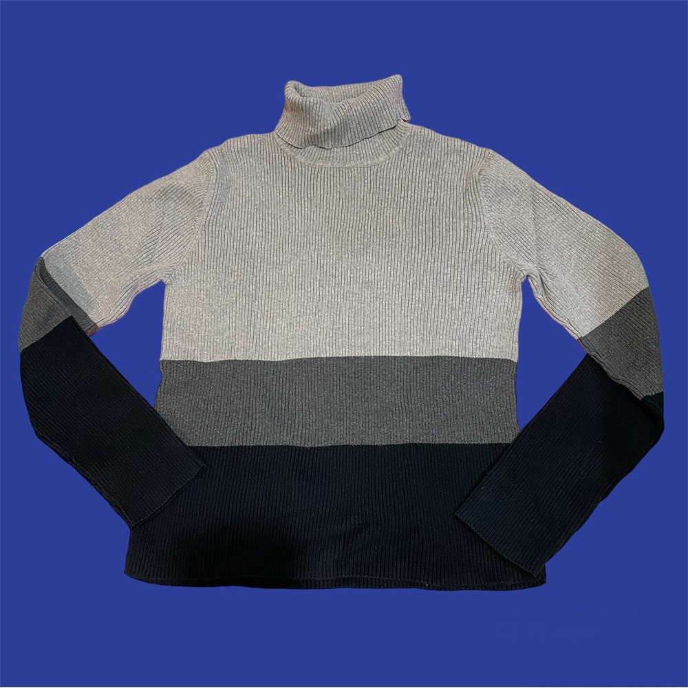 The Limited Gray and Black Turtleneck Sweater